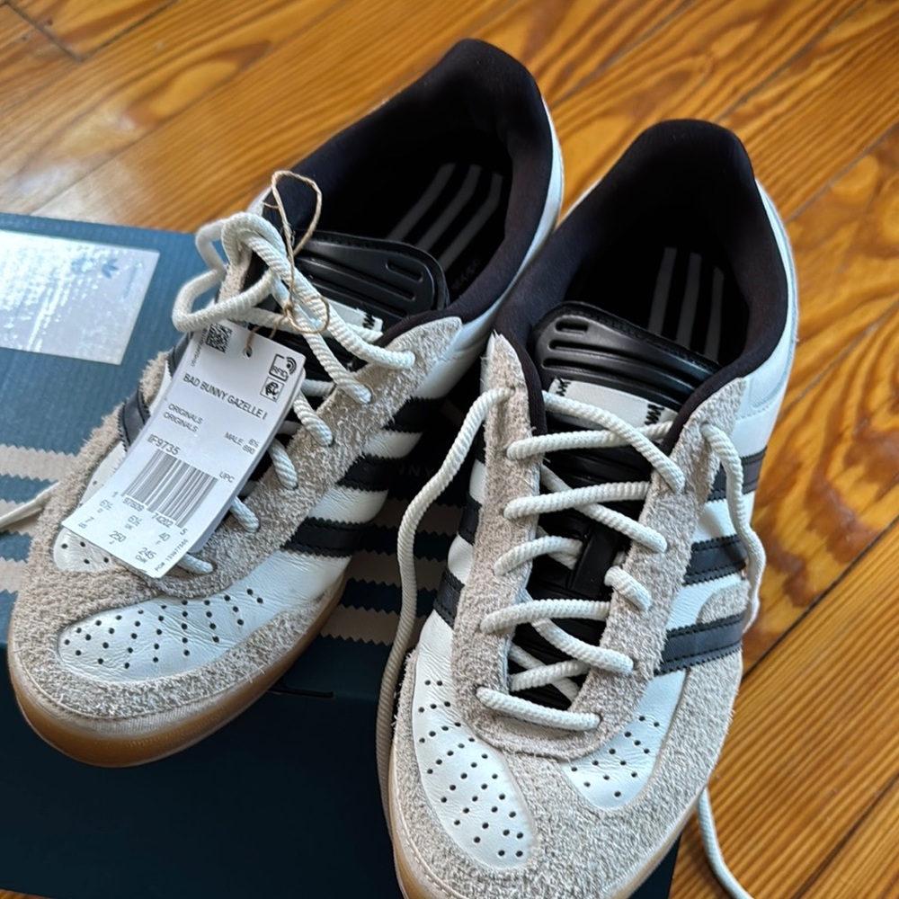 Adidas Gazelle Men's Indoor Bad Bunny White and Black Sneakers